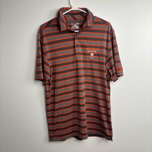 Under Armour Men's Polo Shirt - Orange and Gray Stripes Houston Astros patch